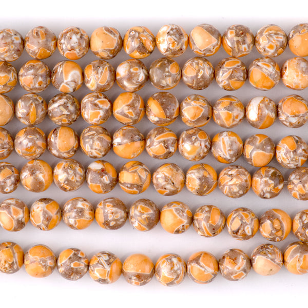 Magnesite (Dyed) Orange 8mm Round - 15-16 Inch