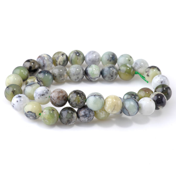 Madagascar Dendiritc Green Opal 10mm Round A Grade - 15-16 Inch