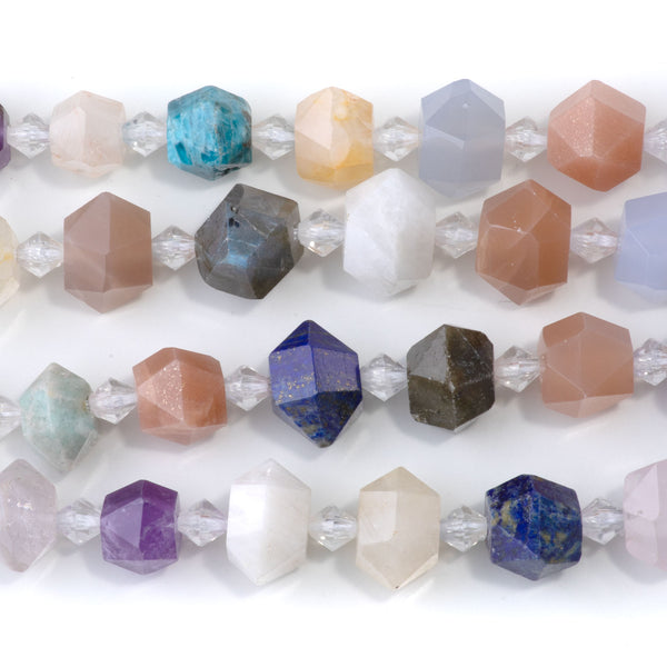 Mixed Stone 10x14-15x20mm Graduated Side Drilled Points - 15-16 Inch