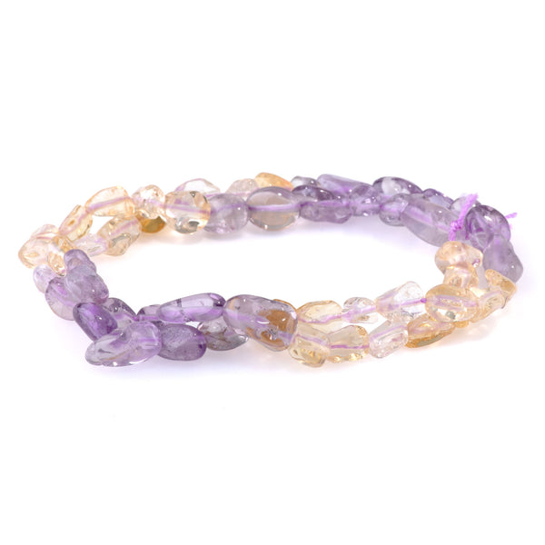Banded Amethyst and Citrine 6-8mm Pebble - 15-16 Inch