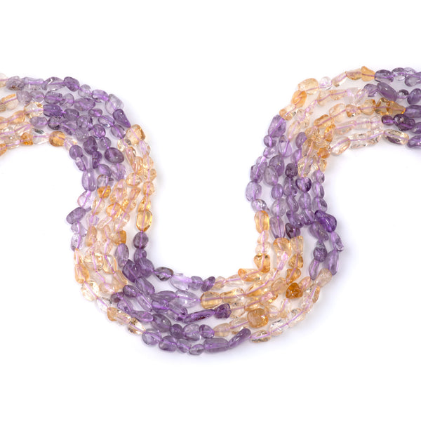 Banded Amethyst and Citrine 6-8mm Pebble - 15-16 Inch