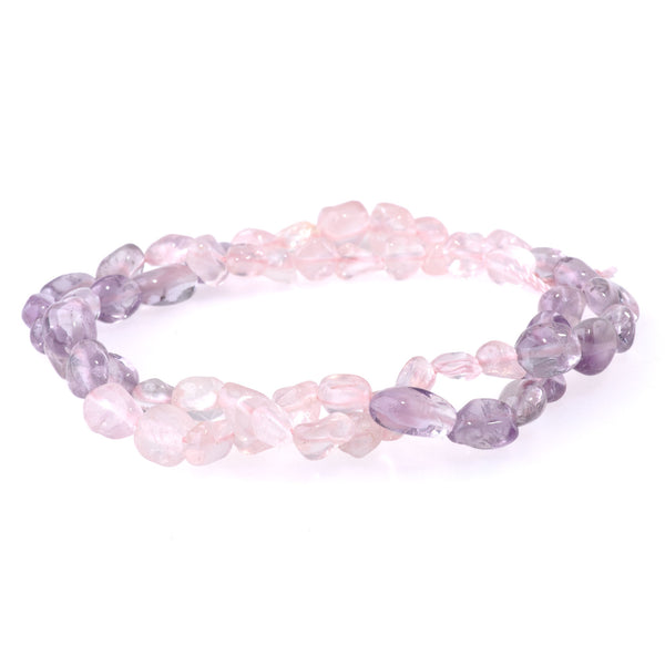 Banded Amethyst and Rose Quartz 6-8mm Pebble - 15-16 Inch