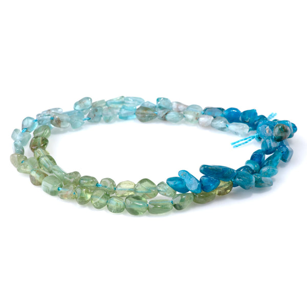 Banded Blue and Green Apatite 6-8mm Pebble - 15-16 Inch