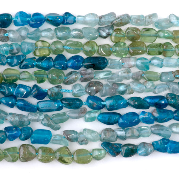 Banded Blue and Green Apatite 6-8mm Pebble - 15-16 Inch