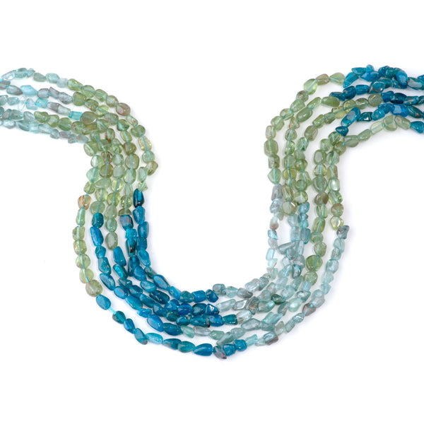 Banded Blue and Green Apatite 6-8mm Pebble - 15-16 Inch