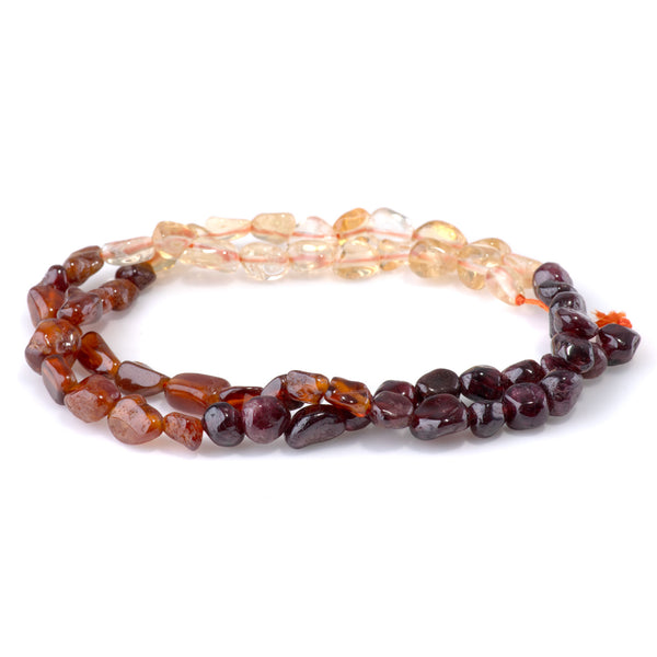 Banded Citrine and Orange Garnet 6-8mm Pebble - 15-16 Inch