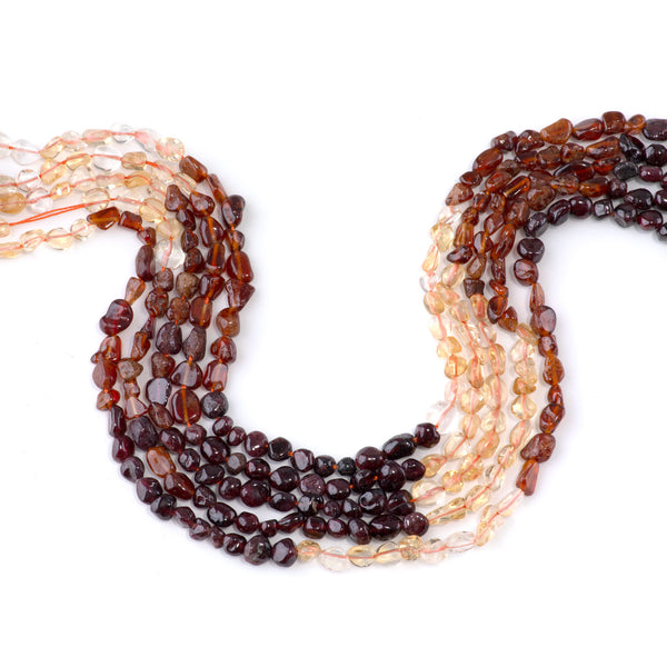 Banded Citrine and Orange Garnet 6-8mm Pebble - 15-16 Inch