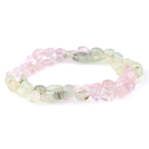Banded Prehnite and Rose Quartz 6-8mm Pebble - 15-16 Inch