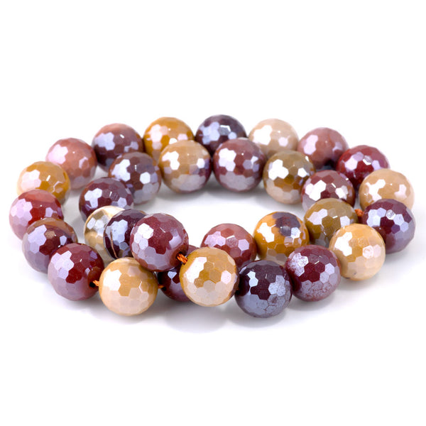 Mookaite 12mm Plated Faceted Round - 15-16 Inch - CLEARANCE