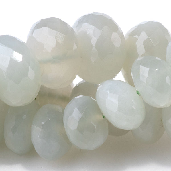 Green Moonstone 5x7-10x14mm Graduated Faceted Rondelle - 15-16 Inch