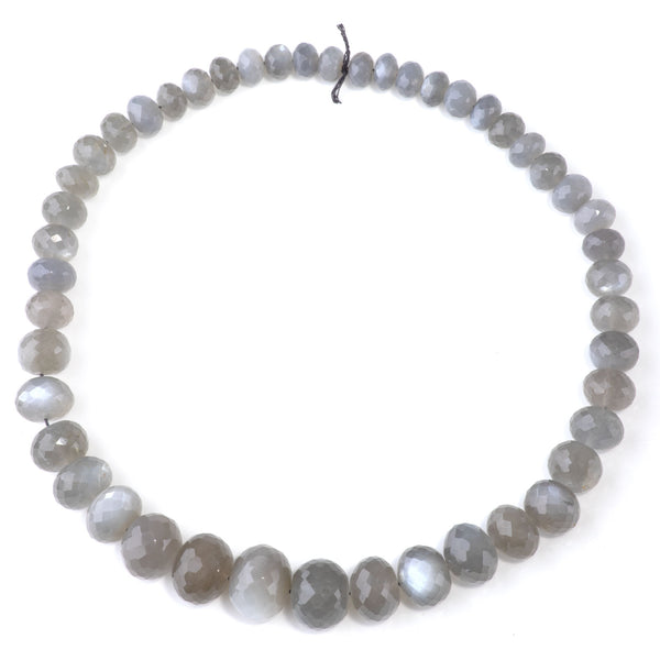 Dark Grey Moonstone 4x7-13x17mm Graduated Faceted Rondelle - 15-16 Inch
