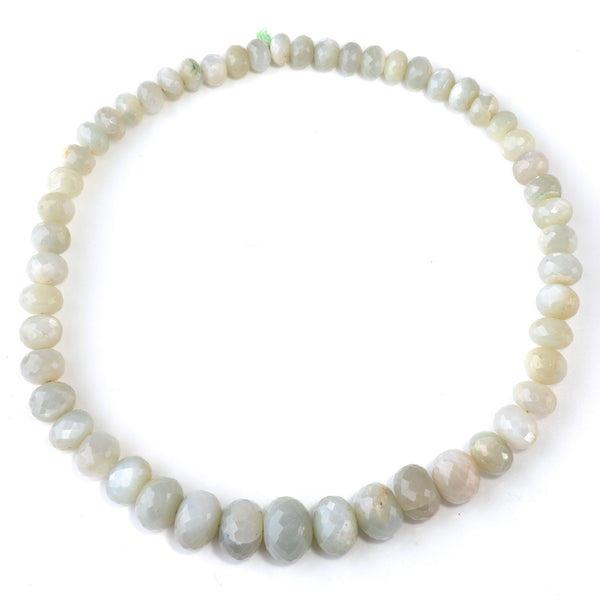 Green Moonstone 5x8-13x18mm Graduated Faceted Rondelle - 15-16 Inch