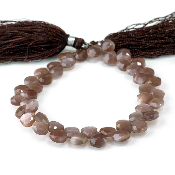 Chocolate Moonstone 7-10mm Faceted Irregular Drop - 8 Inch