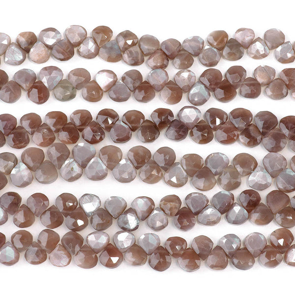 Chocolate Moonstone 7-10mm Faceted Irregular Drop - 8 Inch