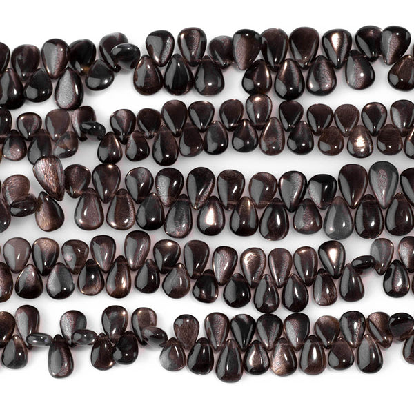 Black Gold Moonstone 7x10-8x12mm Irregular Pear - 8 Inch