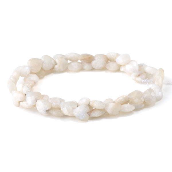 Moonstone 8mm Faceted Puff Heart - 15-16 Inch