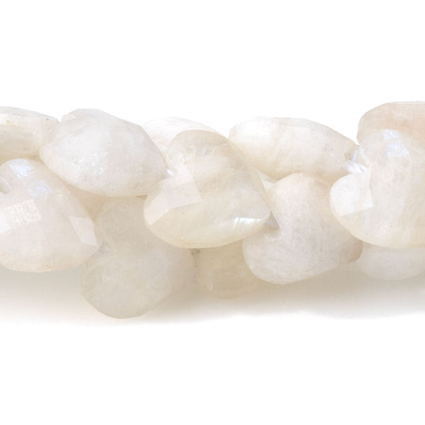 Moonstone 8mm Faceted Puff Heart - 15-16 Inch