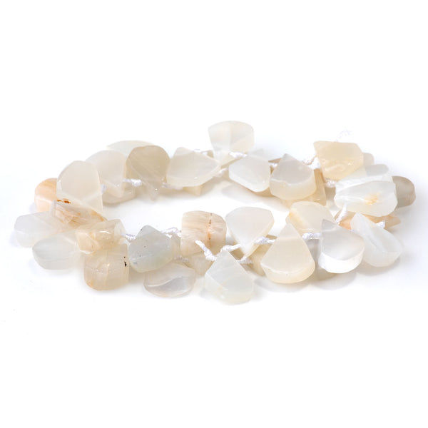 White Moonstone 9x13-12x16mm Top Drill Irregular Flat Drop - 15-16 Inch - CLEARANCE