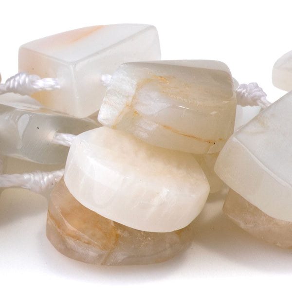 White Moonstone 9x13-12x16mm Top Drill Irregular Flat Drop - 15-16 Inch - CLEARANCE