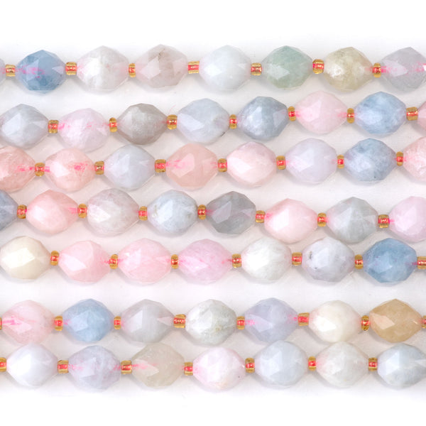 Morganite 6x8mm Triangle Cut Faceted Rice Bead - 15-16 Inch