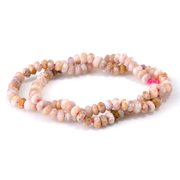 Pink Moss Agate 3x6mm Faceted Rondelle - 15-16 Inch