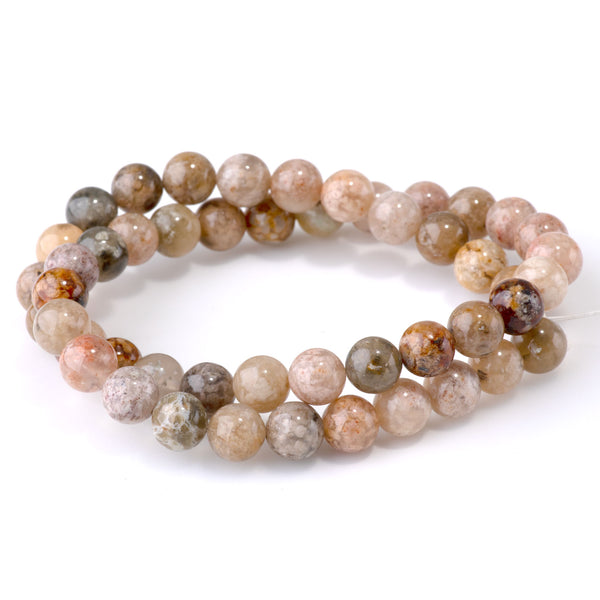 Pink Moss Agate 8mm Round - 15-16 Inch