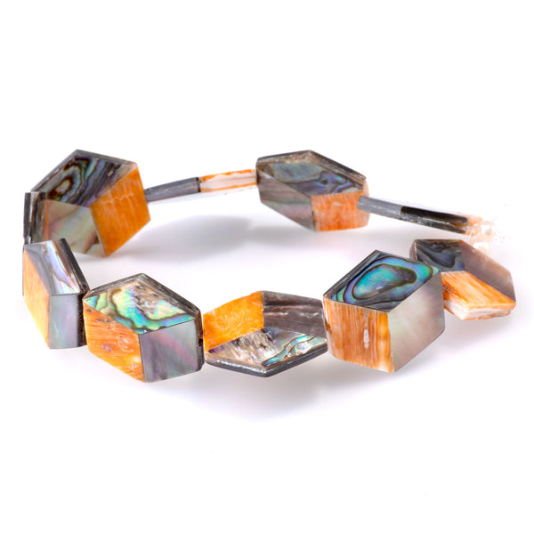 Mosaic 19mm Inlay Hexagon - Spiny/Abalone/Mother Of Pearl - 8 Inch Naturals