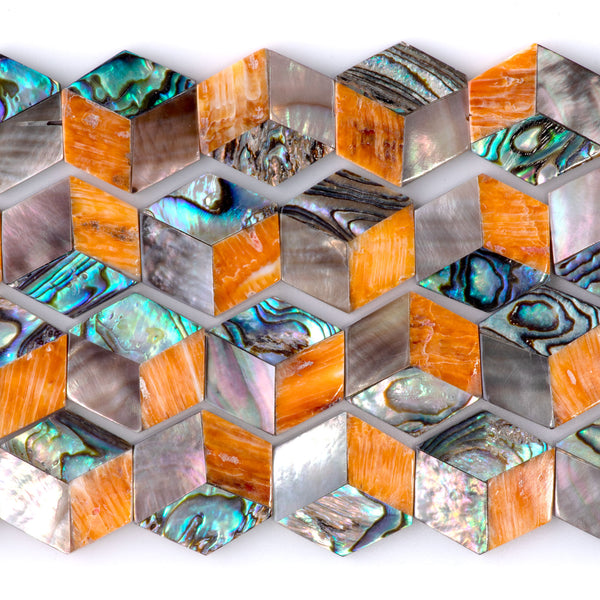 Mosaic 19mm Inlay Hexagon - Spiny/Abalone/Mother Of Pearl - 8 Inch Naturals