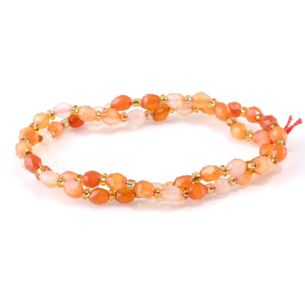 Natural Agate 4x6mm Faceted Triangle Cut Rice - 15-16 Inch