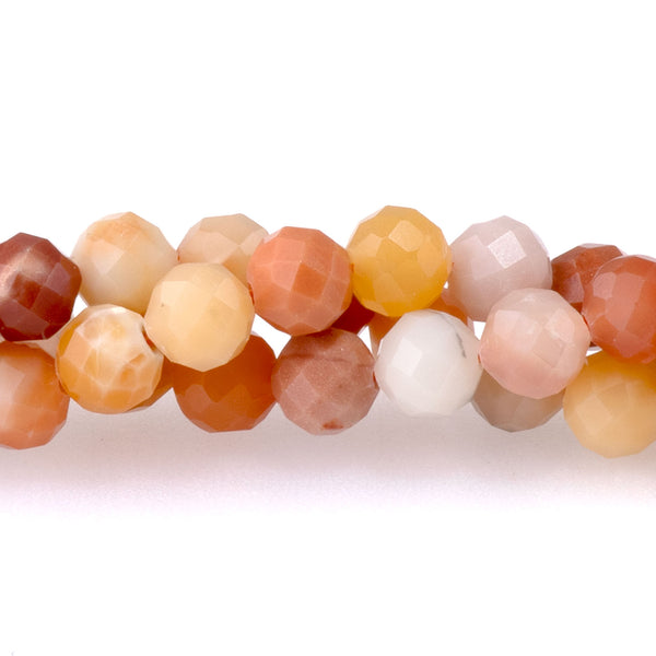 New Burma Jade Orange and Red 4mm Microfaceted Round - 15-16 Inch