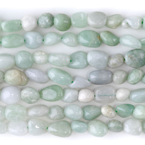 New Burma Jade 7x9-8x10mm Pebble A Grade - 15-16-Inch