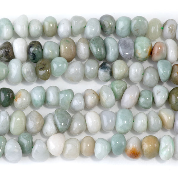 New Burma Jade 8x10-9x13mm Side Drilled Pebble - 15-16 Inch