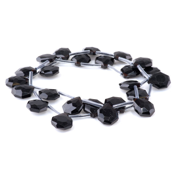 Black Obsidian 13x15mm Faceted Top Drilled Irregular Tear Drop - 15-16 Inch