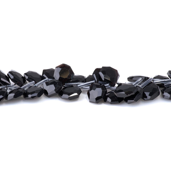 Black Obsidian 13x15mm Faceted Top Drilled Irregular Tear Drop - 15-16 Inch