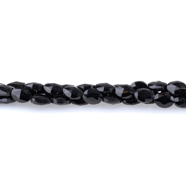 Obsidian 8x10mm Triangle Cut Faceted Puff Oval - 15-16-Inch