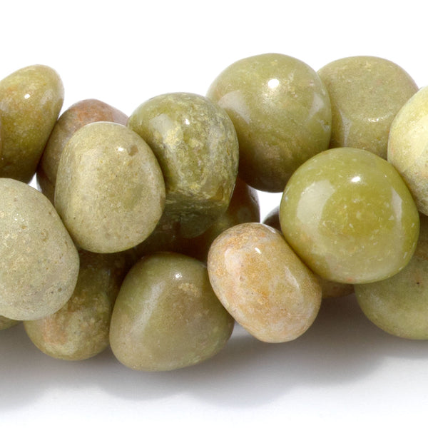 Olive Green Opal 8x10-9x13mm Side Drilled Pebble - 15-16 Inch