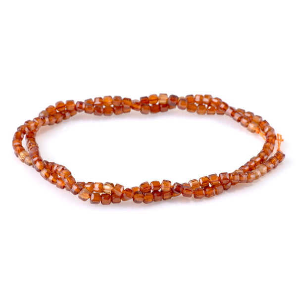 Orange Garnet 3mm Table Cut Faceted Cube Beads - 15-16 Inch