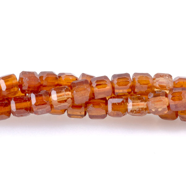 Orange Garnet 3mm Table Cut Faceted Cube Beads - 15-16 Inch