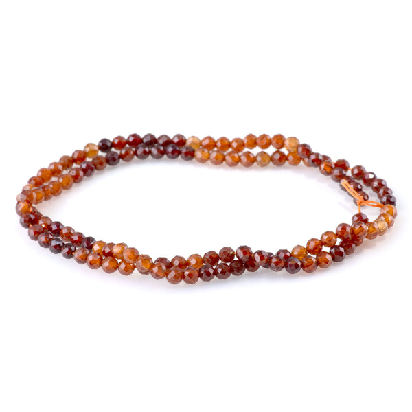Orange Garnet 3mm Banded Faceted Round - 15-16 Inch