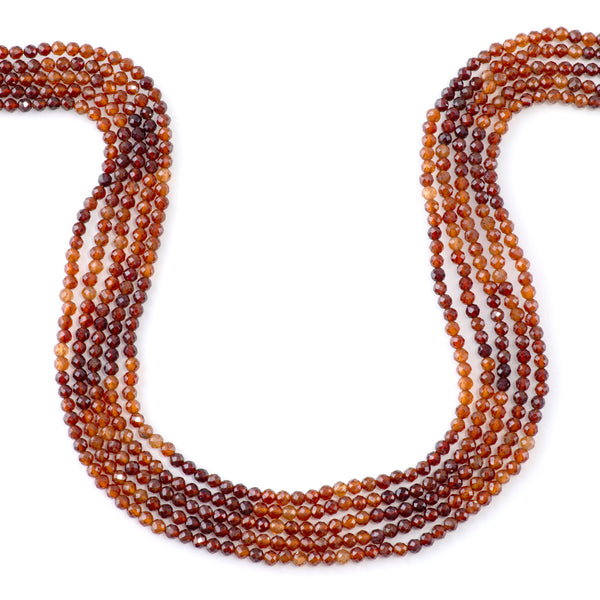 Orange Garnet 3mm Banded Faceted Round - 15-16 Inch