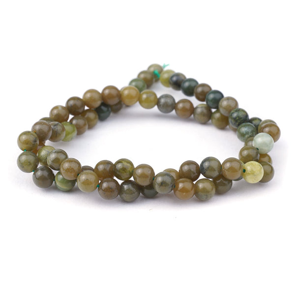 Olive Jade 6mm Round - 15-16 Inch
