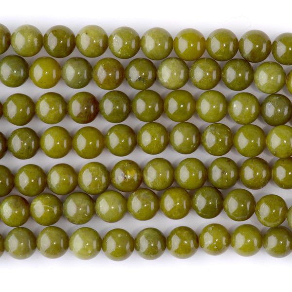 Olive Jade 8mm Round - 15-16 Inch