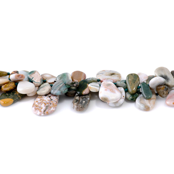 Ocean Jasper 6x10-13x22mm Freeform Top Drill Pear AA Grade - 15-16 Inch