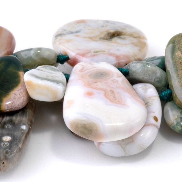 Ocean Jasper 6x10-13x22mm Freeform Top Drill Pear AA Grade - 15-16 Inch