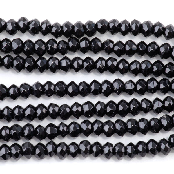 Onyx 6mm Faceted Rondelle 8-Inch