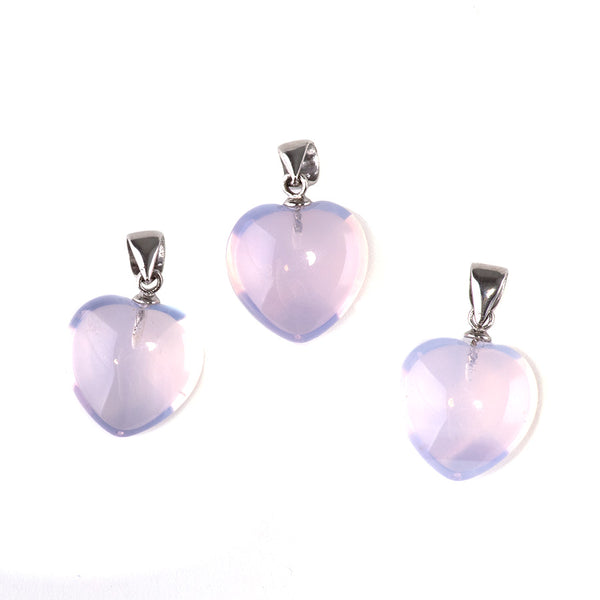 Milky Lavender Amethyst 14mm Heart Pendant with .925 Sterling Silver Bail