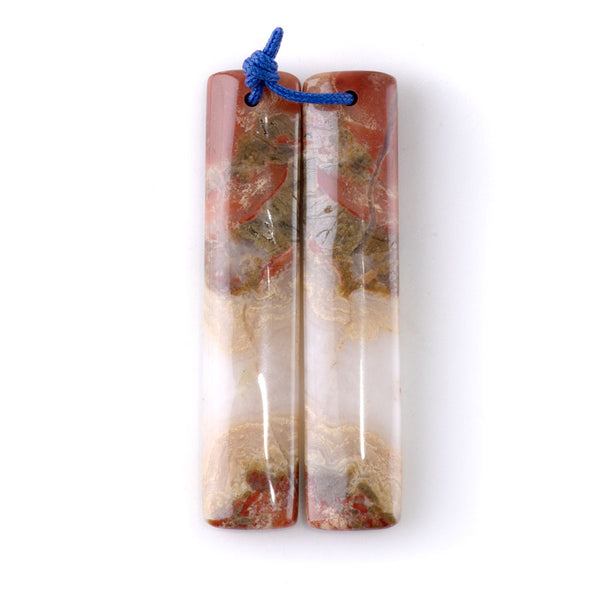 Red Jasper 10x48mm Rectangle Pendant Pair