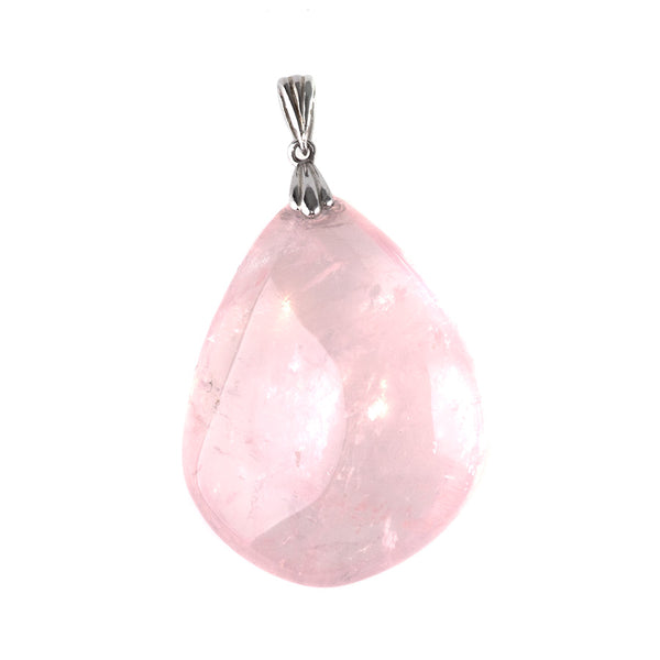 Rose Quartz 32-42mm Nugget Pendant with .925 Sterling Silver Bail