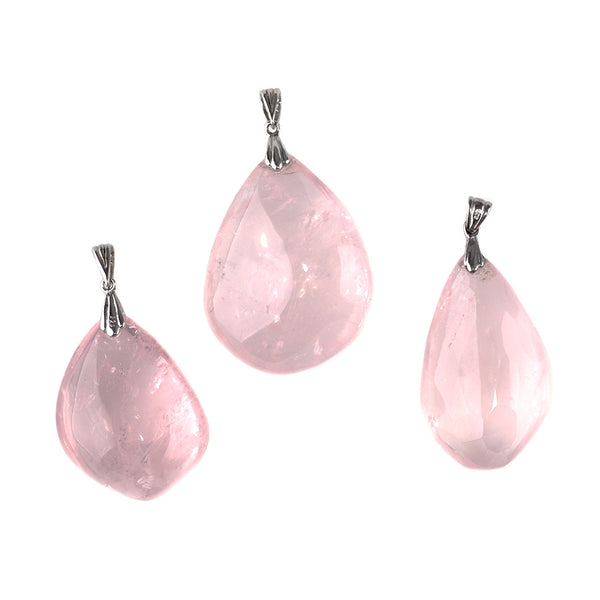 Rose Quartz 32-42mm Nugget Pendant with .925 Sterling Silver Bail