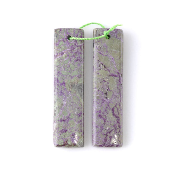 Atlantisite Stichtite 10x40mm Rectangle Pendant Pair